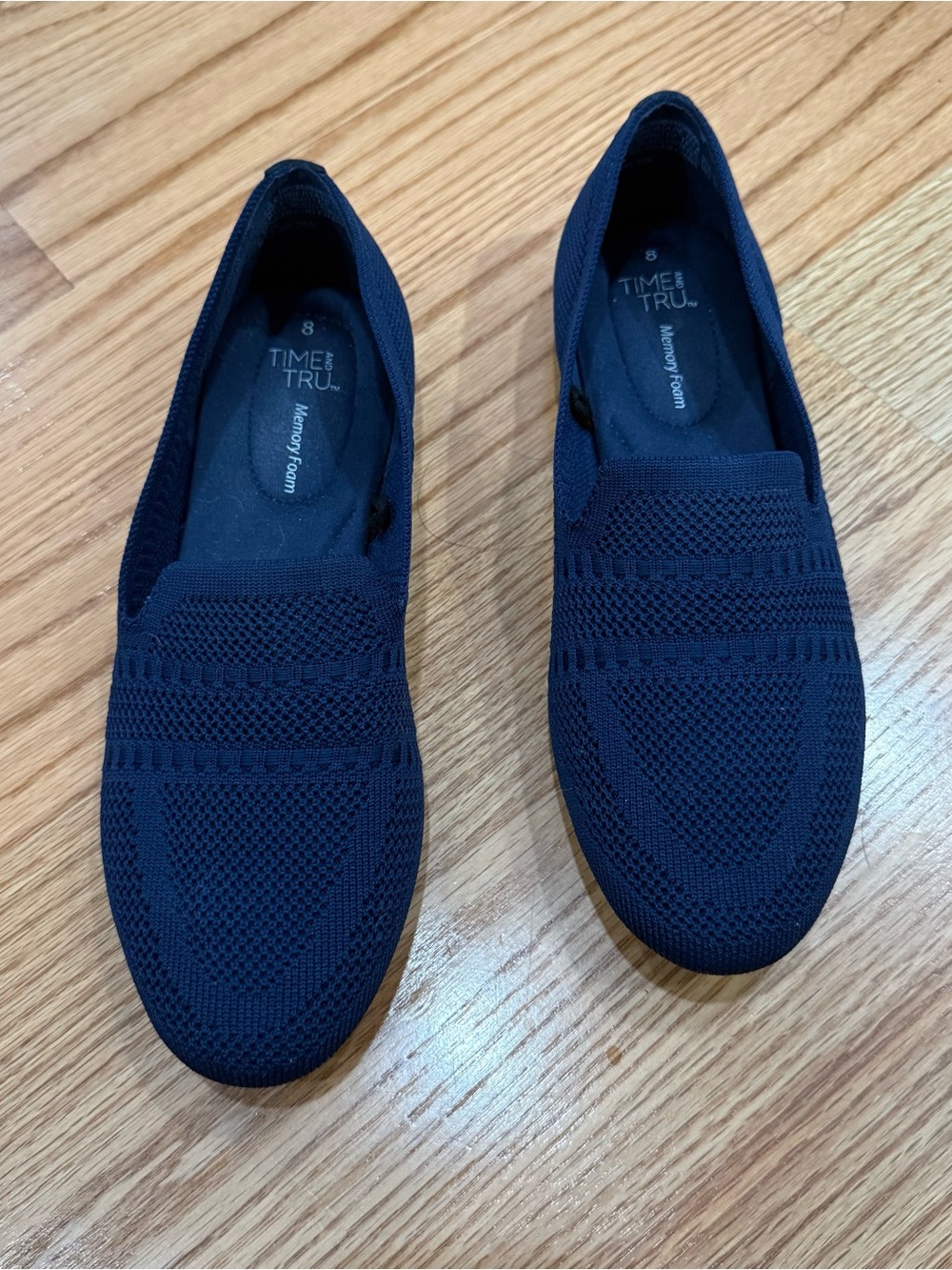 Time and Tru Navy Knit Slip-On Shoes